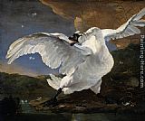 Swan Canvas Paintings - Jan Asselijn The Threatened Swan
